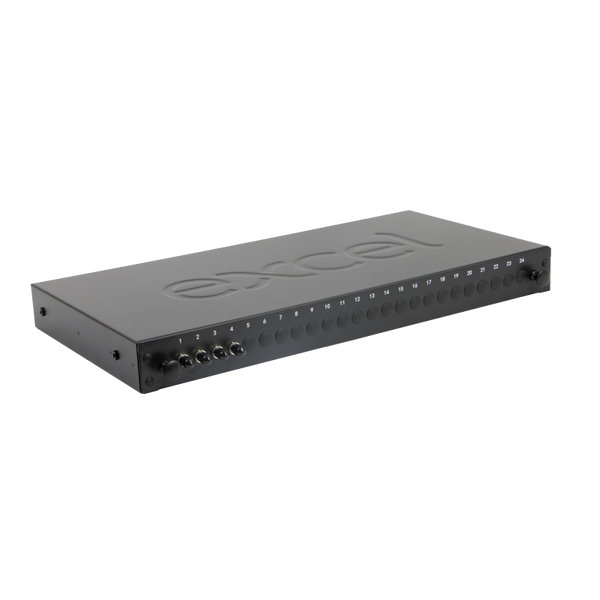 EXCEL® 24 Way Multimode Fibre Optic Panel - 4 ST Simplex (4 Fibres) Adap. [200-377]