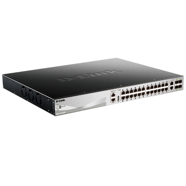 D-Link® Gigabit Ethernet 24-PoE+ Ports (+2 TP, +4 SFP+ 10G) Stackable Switch - Layer 3 (370W) [DGS-3130-30PS/SI]