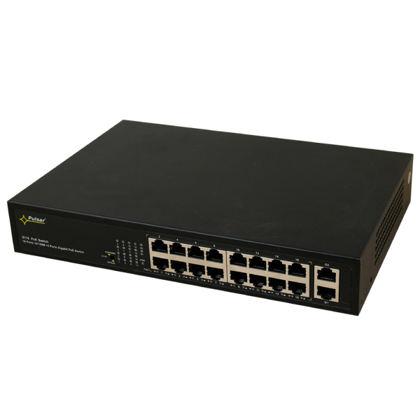 PULSAR® 16-Port (+2 TP) PoE+ Gigabit Switch for 16 IP Cameras - 160W [S116]